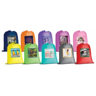 School Drawstring Sack GIMBOO, with a print, assorted colors