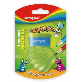 Pencil sharpener KEYROAD Stretch Expandable, plastic, double, blister pack, color mix