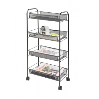 Mobile document rack Q-CONNECT Office Set, metal, wheeled, 4 tiers, black
