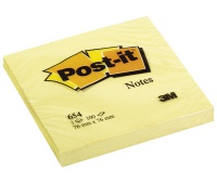 Karteczki samoprzylepne POST-IT® (654), 76x76mm, 1x100 kart., żółte