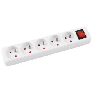 Extension Leads OFFICE PRODUCTS, 5 sockets, 1,5m, switch, white