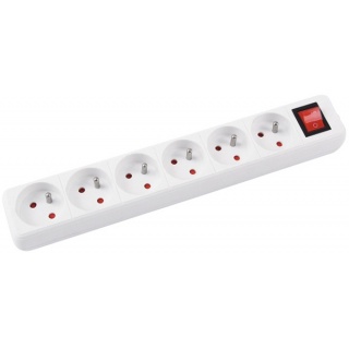 Extension Leads OFFICE PRODUCTS, 6 sockets, 1,5m, switch, white
