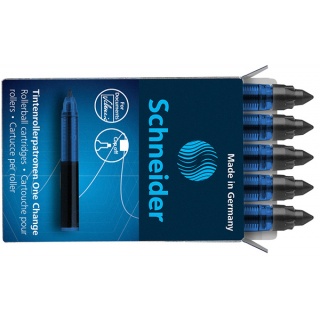 Cartridges SHNIDER One Change, for rollerball pens, 0,6mm, 5 pcs, black