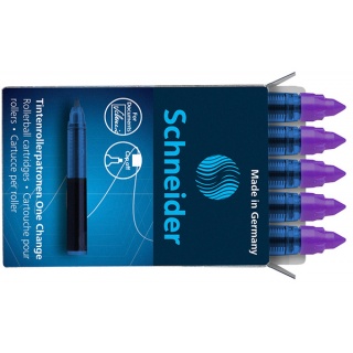 Cartridges SHNIDER One Change, for rollerball pens, 0,6mm, 5 pcs, violet