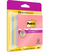 Kostka samoprzylepna POST-IT® Super Sticky (2028-SS-RBWC), 76x76mm, 1x440 kart., mix kolorów