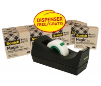 Taśma biurowa SCOTCH&reg; Magic&trade; (9-1933R14C38), 66% kleju roślinnego, matowa, 19mm, 33m, 14szt., podajnik C-38 GRATIS