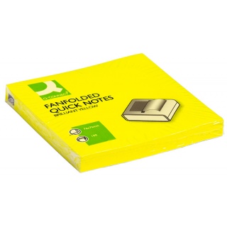 Bloczek samoprzylepny Q-CONNECT Brilliant Z-Notes, 76x76mm, 100 kart., neon, żółty, Bloczki samoprzylepne, Papier i etykiety