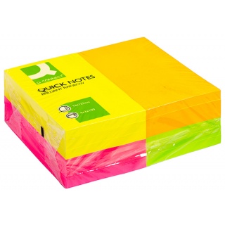 Bloczek samoprzylepny Q-CONNECT Rainbow, 127x76mm, 4x3x80k, neon, mix kolorów, Bloczki samoprzylepne, Papier i etykiety