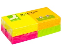 Bloczek samoprzylepny Q-CONNECT Rainbow, 76x76mm, 4x3x80 kart., neon, mix kolorów