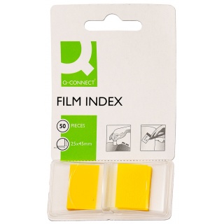 Filing Index Tabs Q-CONNECT, PP, 25,4x43,7mm, 50 sheets, yellow