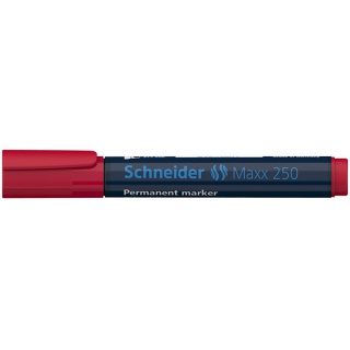 Marker permanentny SCHNEIDER Maxx 250, ścięty, 2-7mm, czerwony, Markery, Artykuły do pisania i korygowania
